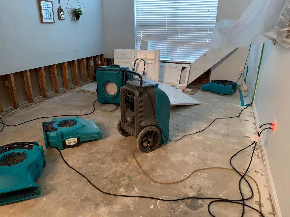 Dehumidifier in flood-cut room for Water Extraction & Removal in East San Gabriel